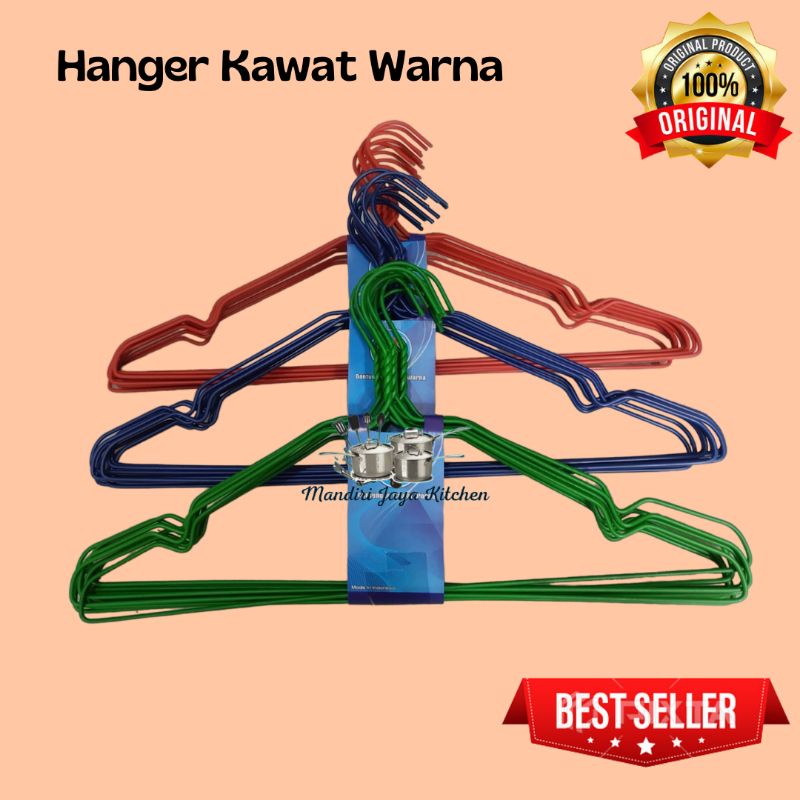 Gantungan Baju Dewasa/Hanger Kawat Warna 10Pcs