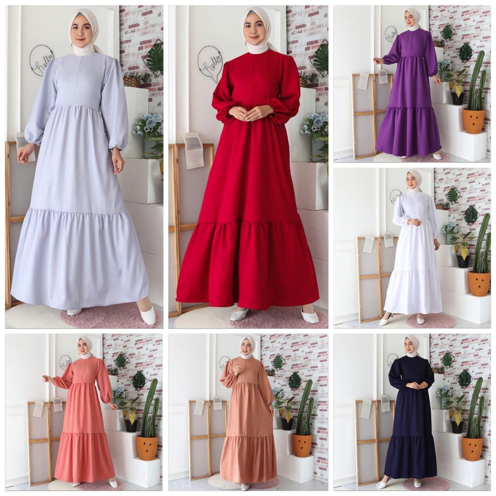 (Pasti RealPic) Gamis Malika Busui Maxi Dress Lengan Balon Fashion Muslim