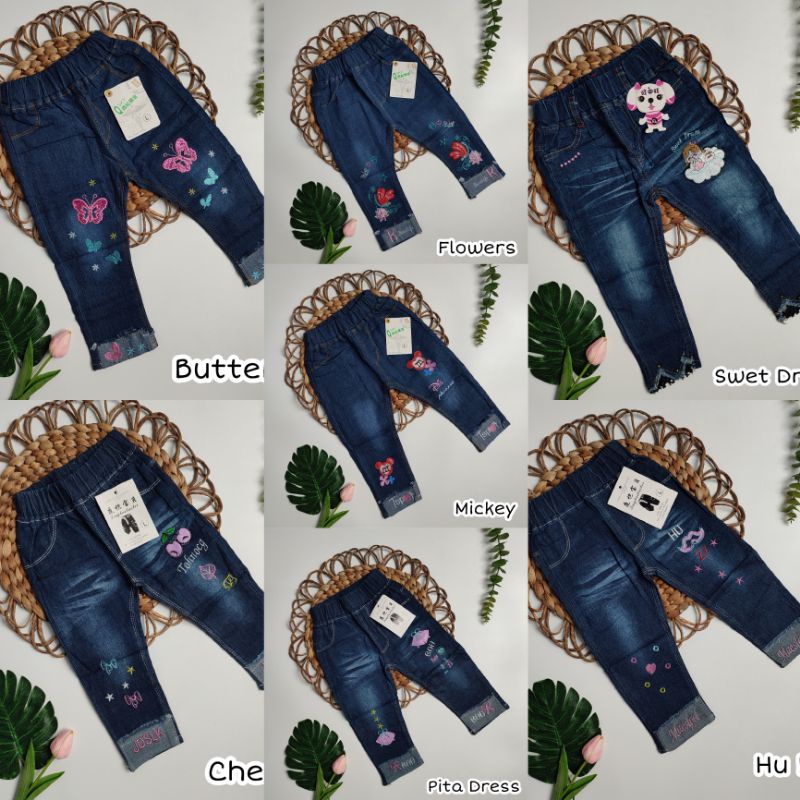 Celana Jeans Anak Perempuan Import Premium Bordir 2- 6 tahun Laurakidshop