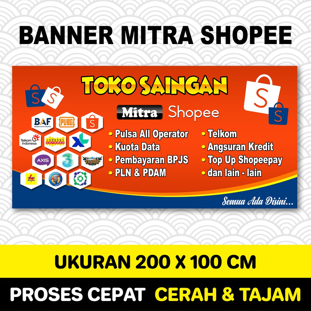 BANNER SPANDUK MITRA SHOPEE / BANNER KONTER PULSA / SPANDUK AGEN SHOPEE