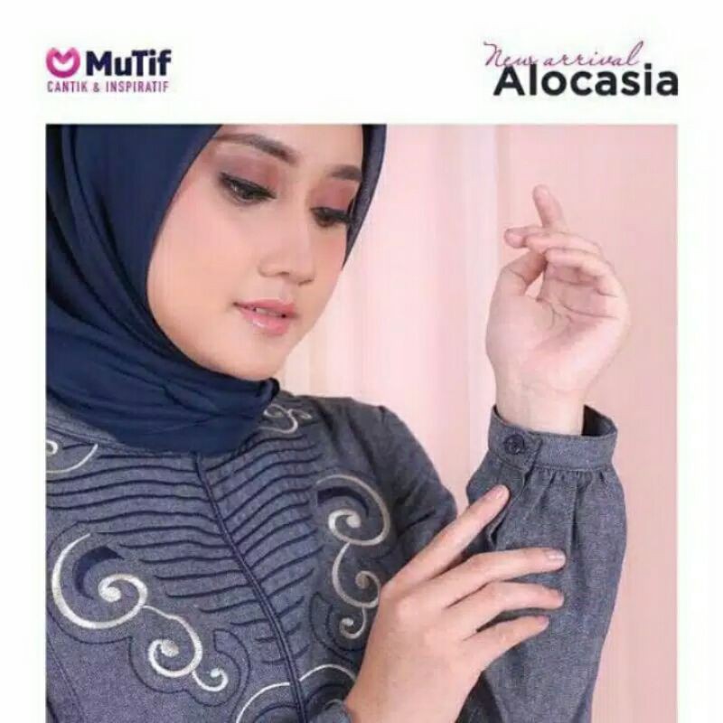 Baju Gamis Alocasia Navy /Pakaian  Muslimah  Fashion Branded Premium Original