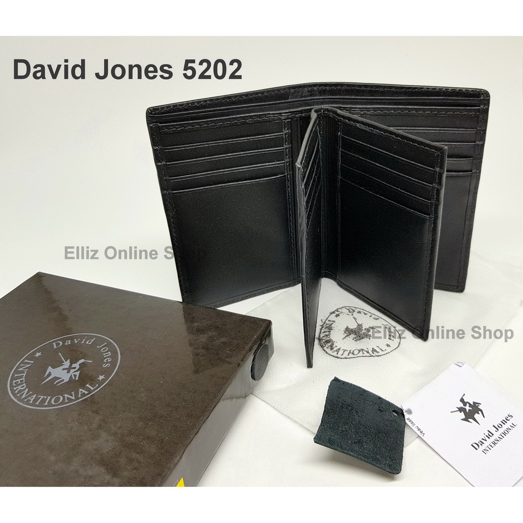 Dompet Pria David Jones 5202 Black - Berdiri - Kulit Import - 16 Card