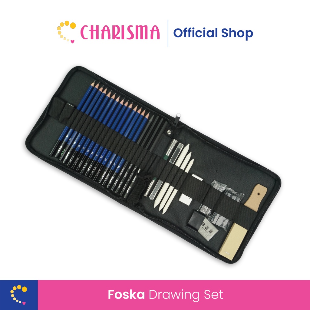 

Charisma Drawing Set - Foska Sketching Drawing Kit Tools Set - Artwork Sketch Pensil Pisau Penghapus dan Pensil Gambar 35pcs