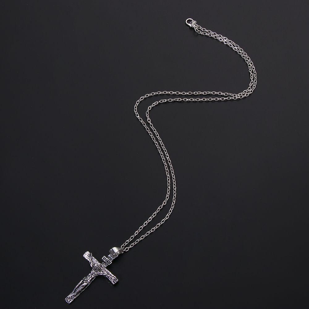 Top Salib Liontin Pria Liontin Pria Perhiasan Kalung Rock Punk Gothic Yesus