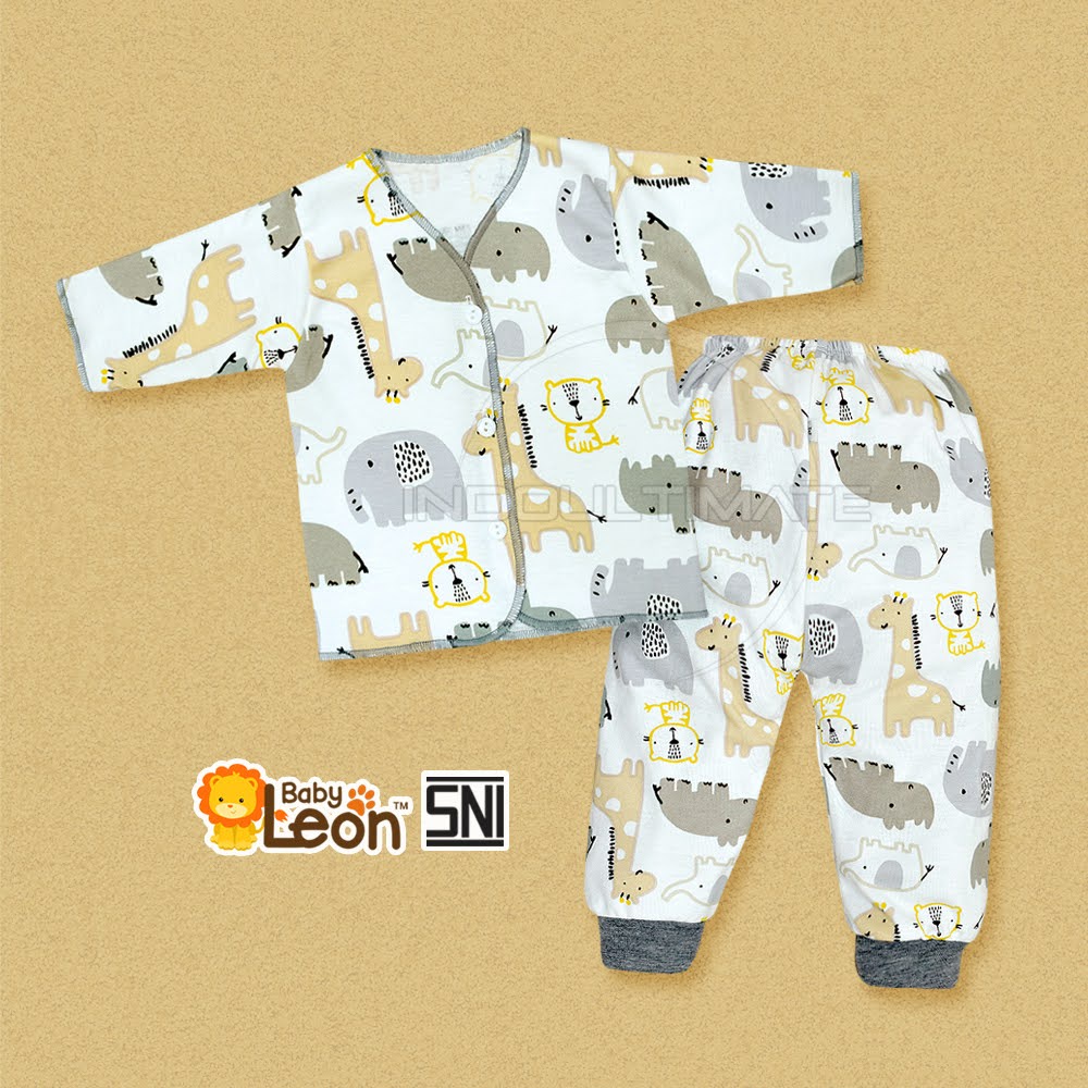 Setelan Baju Lengan Panjang + Celana Panjang Bayi (0-3 Bln) ZOO SERIES BABY LEON DS-114 Baju Bayi Baru Lahir Baju Tidur Bayi Baju Harian Bayi Atasan Kaos Bayi Pakaian Bayi Celana Panjang bayi Celana Bayi Baru Lahir Perlengkapan Bayi Baru lahir Newborn