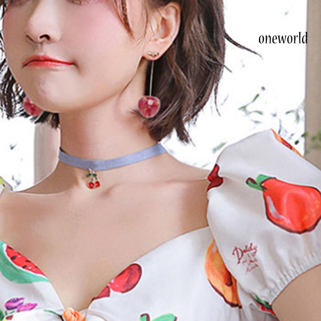 OW# Women Earrings Fruit Dangle Delicate Jewelry Cherry Drop Stud Earrings Jewelry for Party