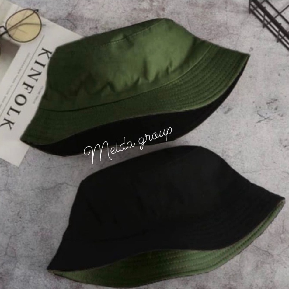 Topi Bucket Hat Bolak Balik Polos Dua Sisi Termurah Pria Wanita