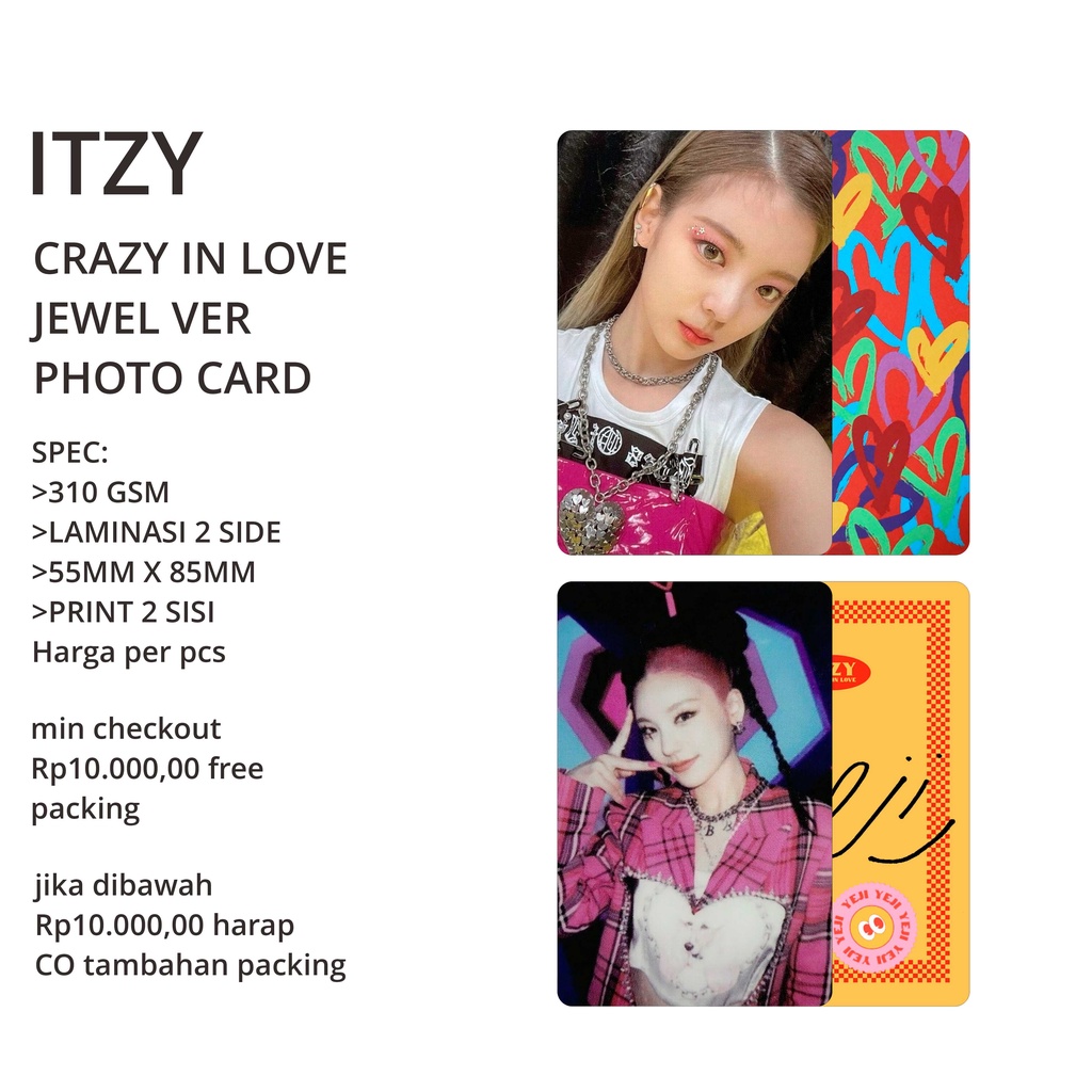 photocard itzy CRAZY IN LOVE JEWEL UNOFFICIAL