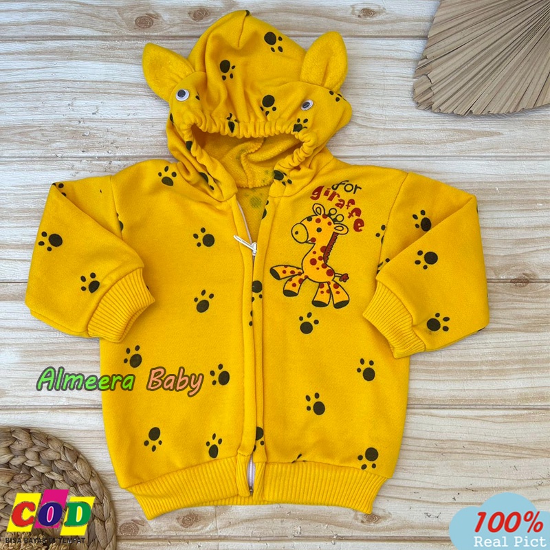 Jaket Bayi Sweater Mantel Bayi Hangat Kupluk Kuping Anak Usia 0-6 Bulan Almeera Baby And Kids