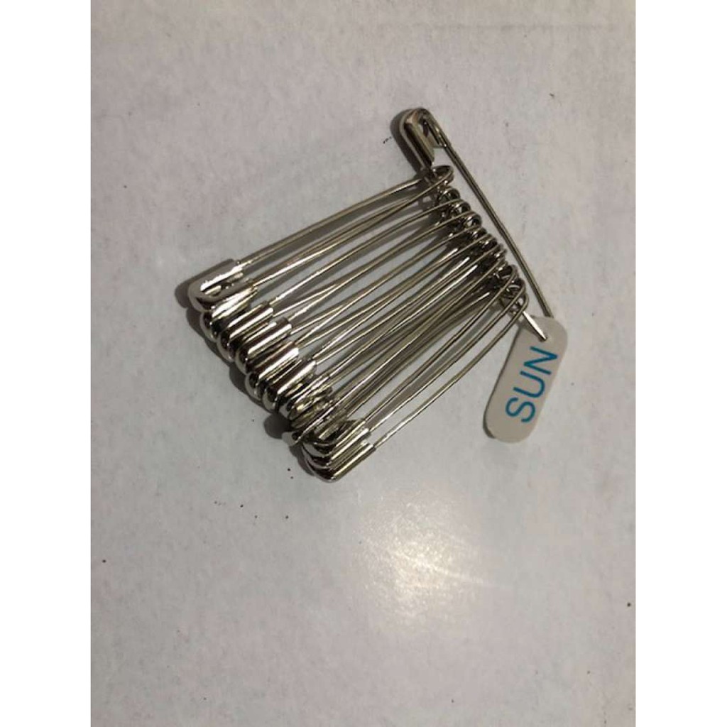 Vinztstore - Peniti SUN Anti Karat Peniti Stainless Steel Putih Silver 5cm isi 12pcs murah