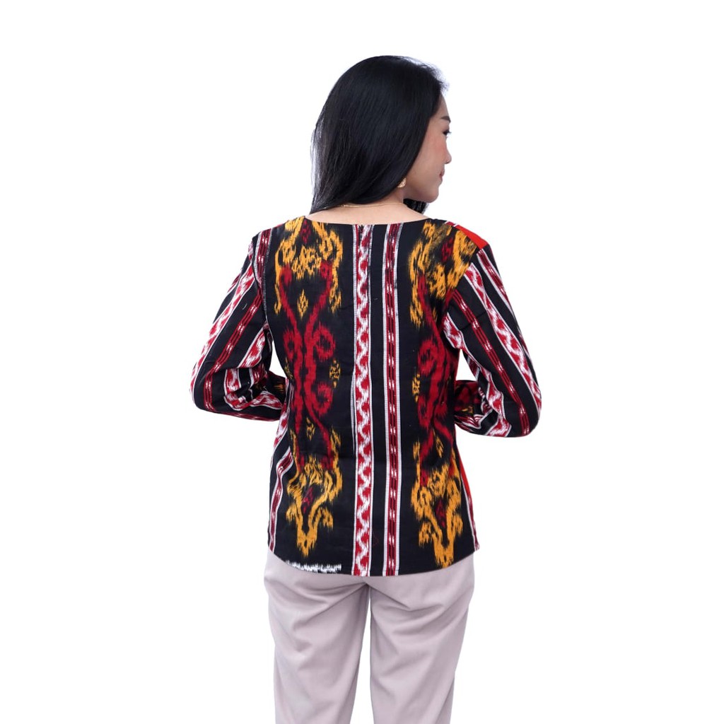 Atasan Batik Wanita Blouse Lengan Panjang