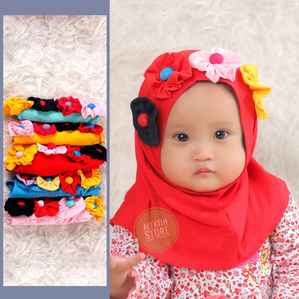 Alfatiih Store Jilbab Anak Syiria Mawar Kerudung Bayi Lucu