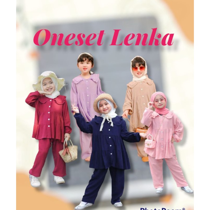 One set lenka. setelan baju anak perempuan rayon crinkle 1-9 tahun