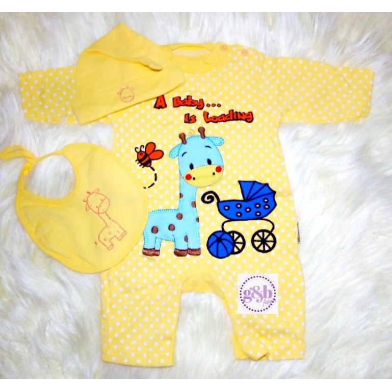 0-6 Bulan Jumper / Jumpsuit Bayi Set Jerapah Kereta