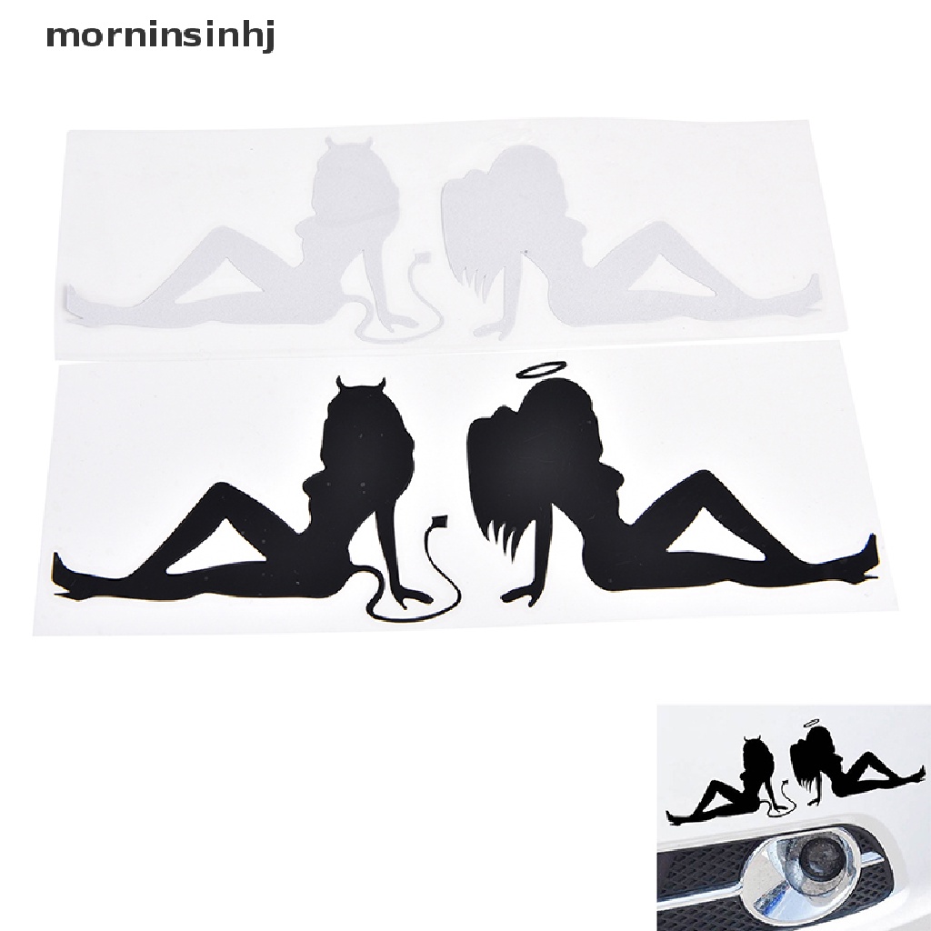 Mornin 1pc Stiker Motif Devil Angel Untuk Mobil