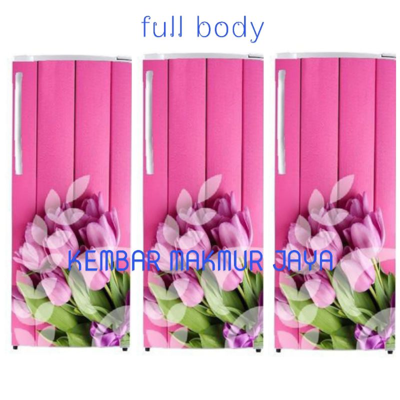 WALLPAPER /STIKER KULKAS 1 PINTU FULL BODY BUNGA DAPAT 3 LEMBAR