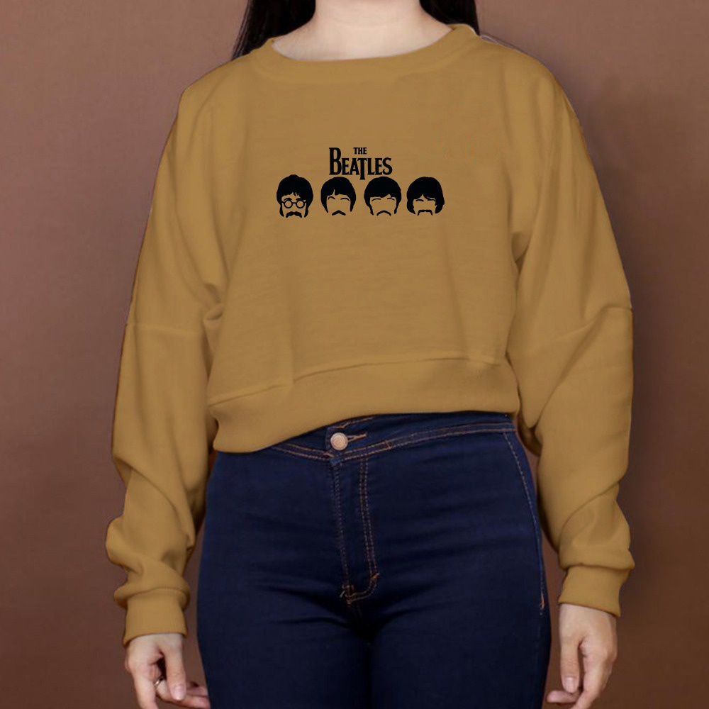 SWEATER WANITA CROP OVERSIZE THE BEATLES SWEATER - ATASAN KEKINIAN TERLARIS