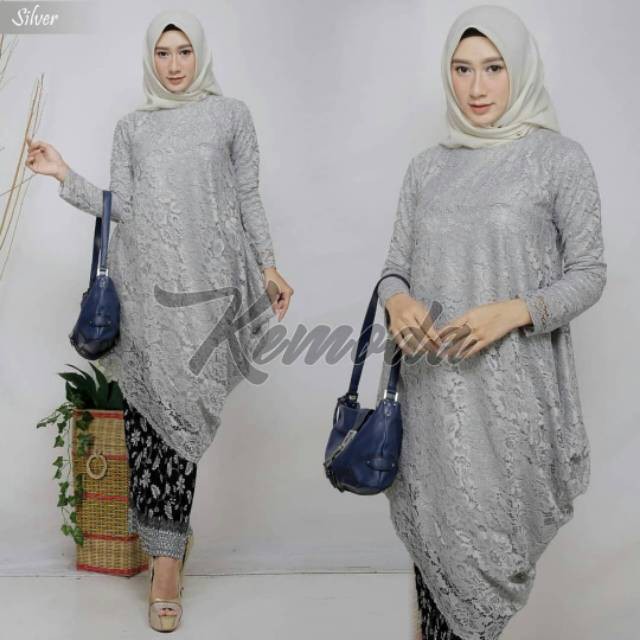 Set kebaya brokat miring mutiara 1 /kebaya modren/kebaya muslim/kebaya wisuda