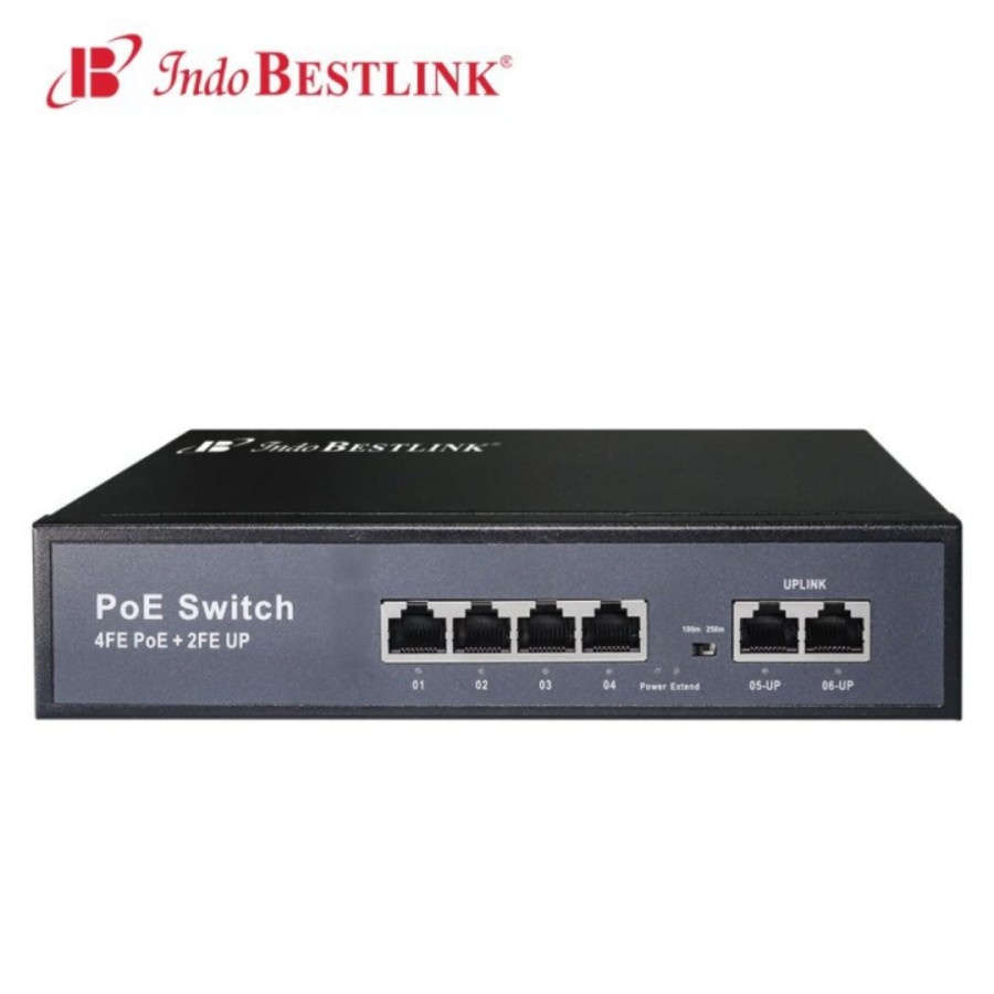 Switch poe indobestlink bestlink 4 port 10/100Mbps lan rj45 with 2 port uplink ib-4f2f-65w