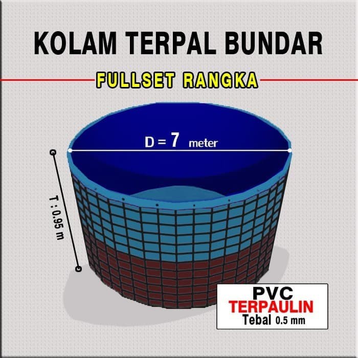 Kolam Terpal Bundar FULLSET Diameter 7 M