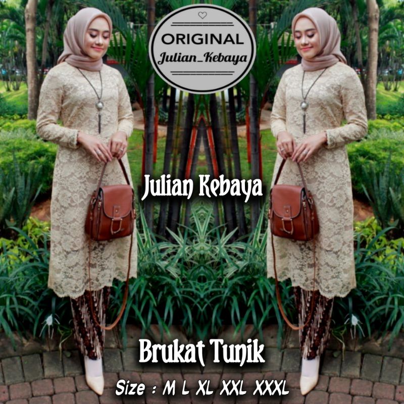 SET KEBAYA BRUKAT TUNIK MODERN / SETELAN BAJU KEBAYA BROKAT WANITA MUSLIM KONDANGAN WISUDA SET ROK PLISKET JUMBO