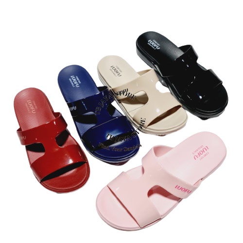jelly sandal selop wanita luofu slop karet selop cewek import E7190