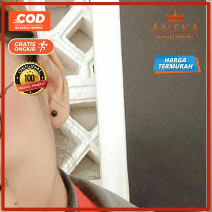Anting tindik bulat hitam kecil slim 5pcs