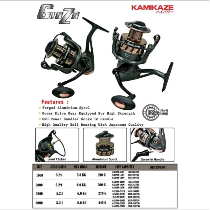 reel kamikaze ginza 2000 power handle