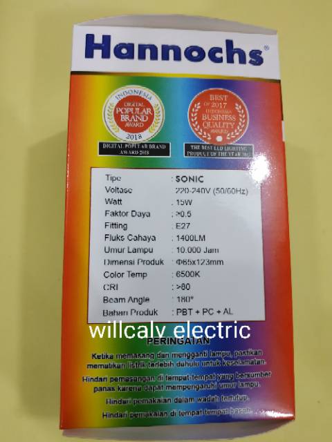 LAMPU LED HANNOCHS SONIC 15W 15WATT 15 WATT - LAMPU LED HANNOCH SONIC 15W 15WATT 15 W CAHAYA PUTIH