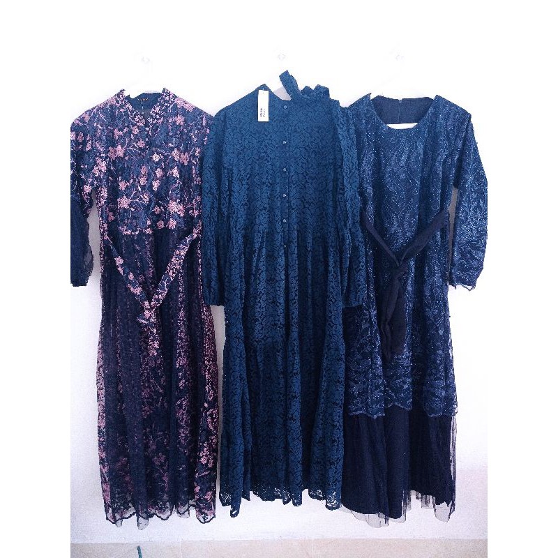 Gamis brukat navy premium