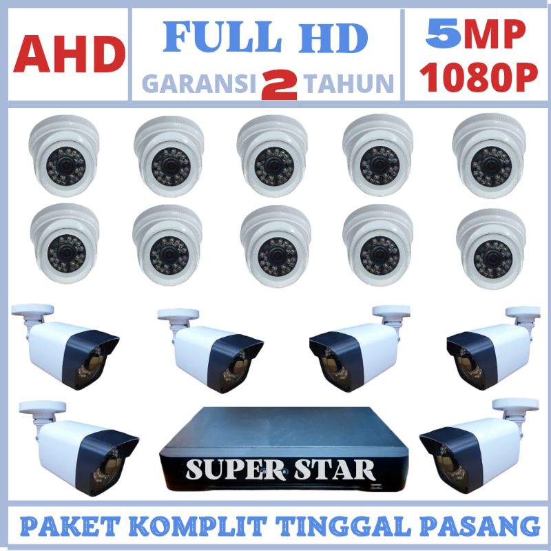 PAKET CCTV 16 CHANNEL 16 KAMERA 5MP 1080P IR SONY FULL AHD LENGKAP SIAP PASANG