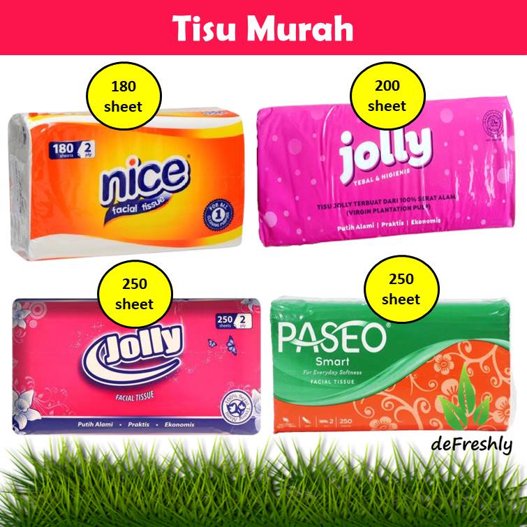 Tisu tissue Facial Tissu 2ply | nice 180 sheets  - JOLLY 200 - Jolly 250 - Paseo 250 - Pop Up