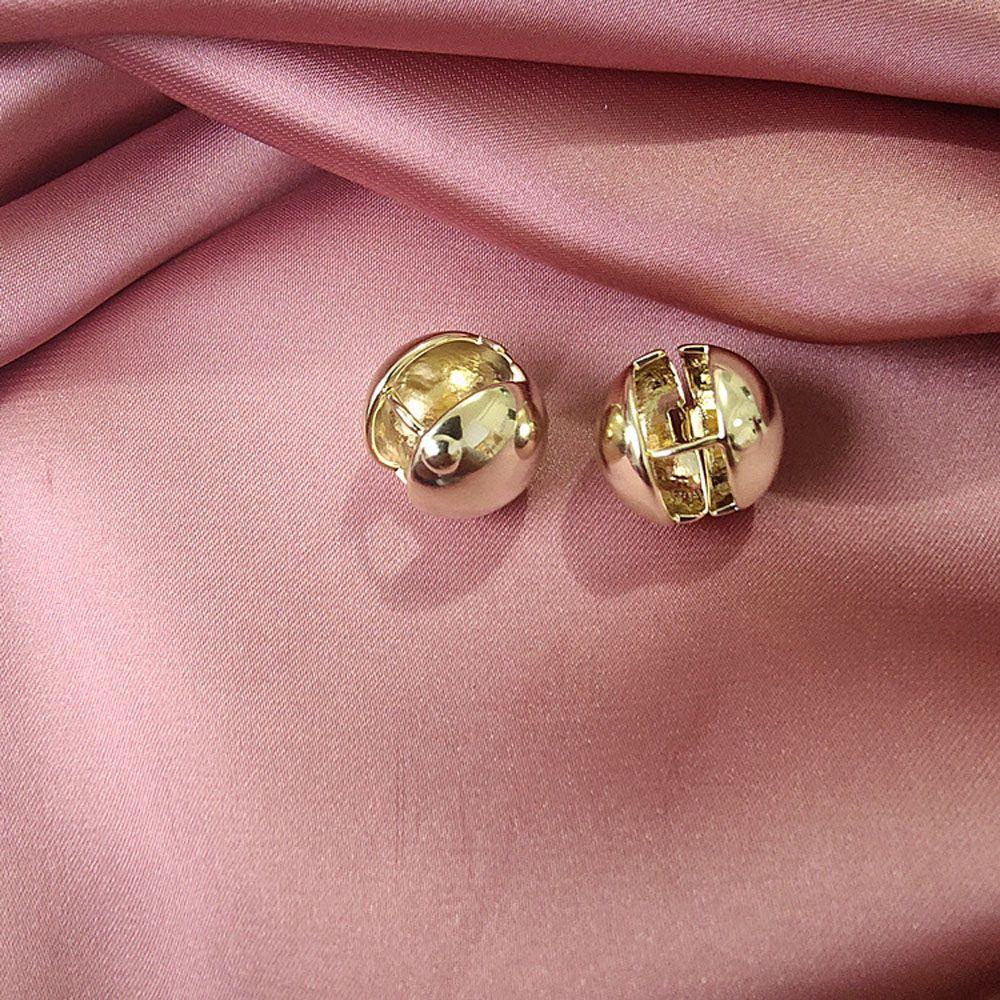 Needway   Anting Tusuk Kecil Sederhana Untuk Wanita Bola Stereoskopik Bulat Geometris Keranjang Aksesoris Fashion Drop Earrings