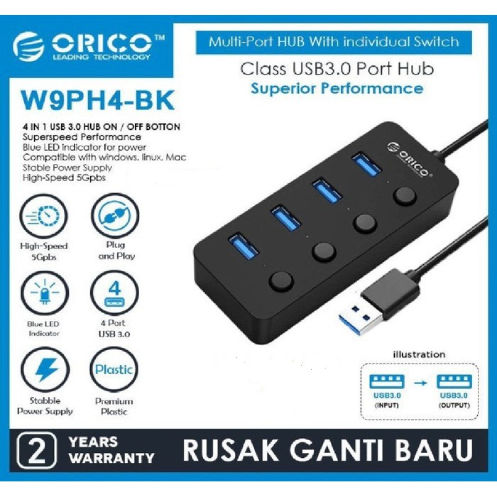 USB HUB 3.0 PROMO ORICO W9PH4 4 Port lubang