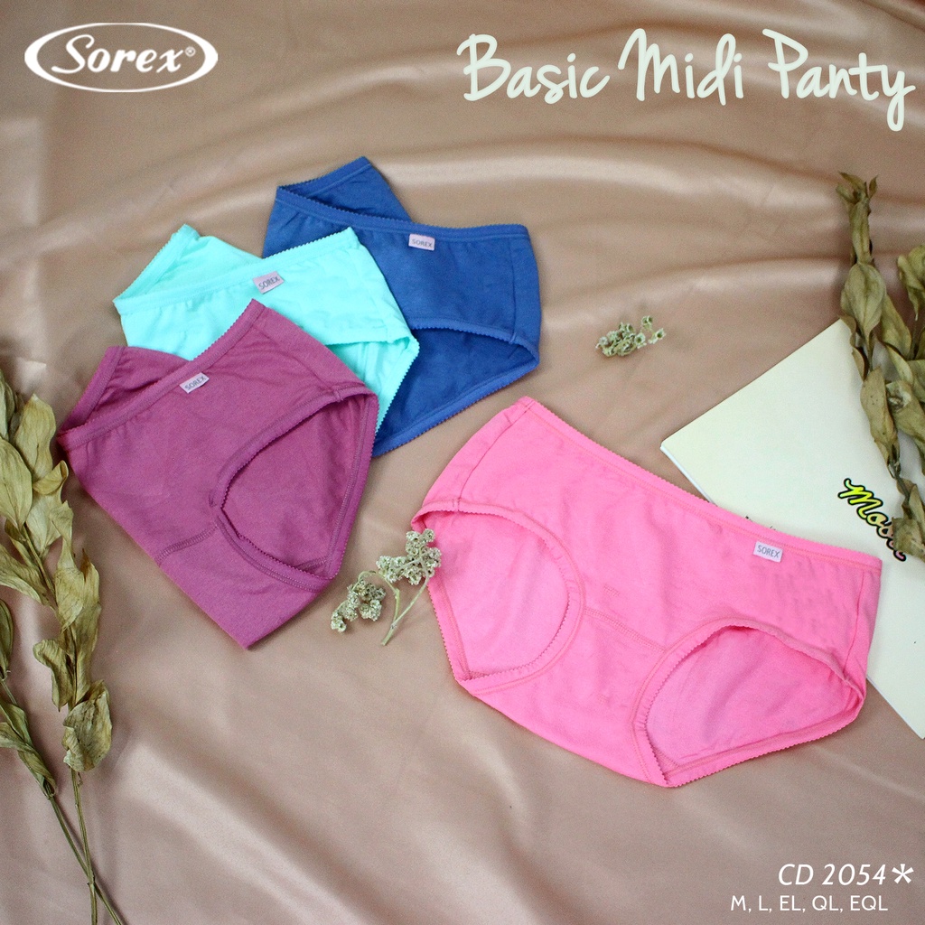 3 Celana Dalam Wanita SOREX 2054 - CD Cutting MIDI - BASIC PANTY -Underwear SOFT &amp; COMFORT - FINE COTTON - Pakaian Dalam Wanita