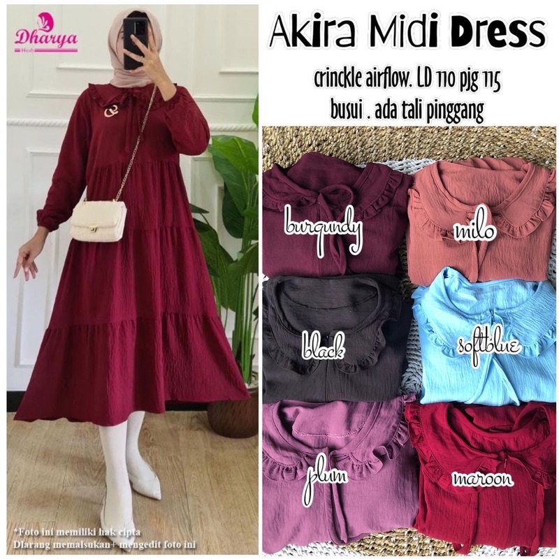 Pungky Midi Dress Crinckle Airflow Premium | Midi Airflow Tebal Murah Grosir Jumbo Termurah