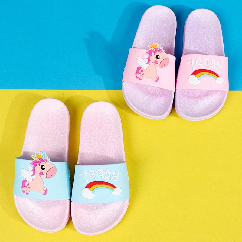 yi HAPPY UNICORN Sandal selop karet lucu anak, Sandal anak