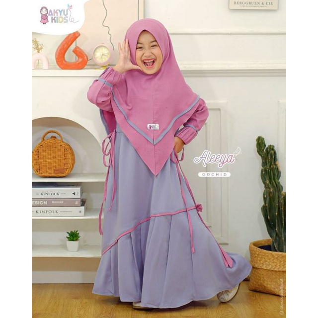 Aleeya Series by Akyu kids/Gamis Set Anak/Baju Muslim Anak/Dress Anak/Dress Bayi/Jilbab Anak/Jilbab 