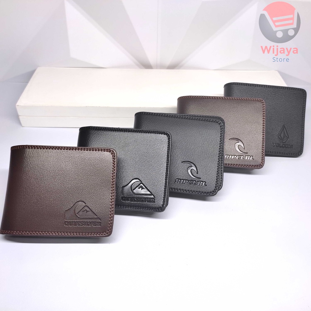 Dompet Pria Kulit Sintetis Like PU Leather Lipat Pendek Panjang Volcom Ripcurl Surfing