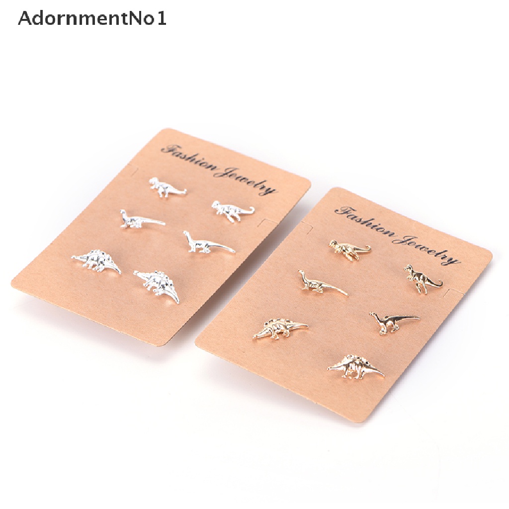 (AdornmentNo1) 3 Pasang / Set Anting Tusuk Bentuk Dinosaurus Bahan metal Untuk Wanita