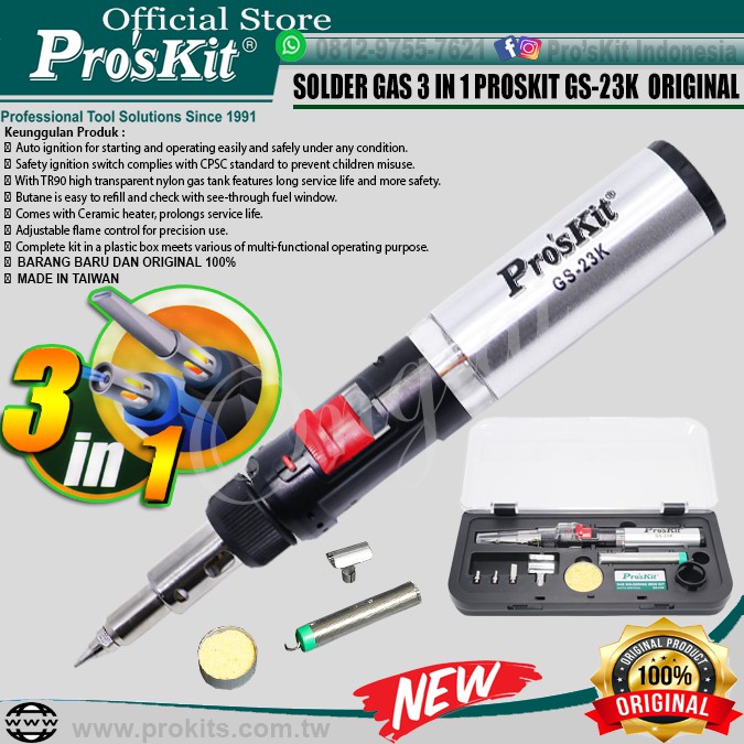 SOLDER GAS PORTABLE PRO'SKIT GS-23K PENGAPIAN OTOMATIS ORIGINAL