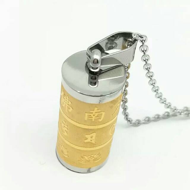 Kalung tabung besar manuskrip buddha tripitaka sanskrit sansekerta