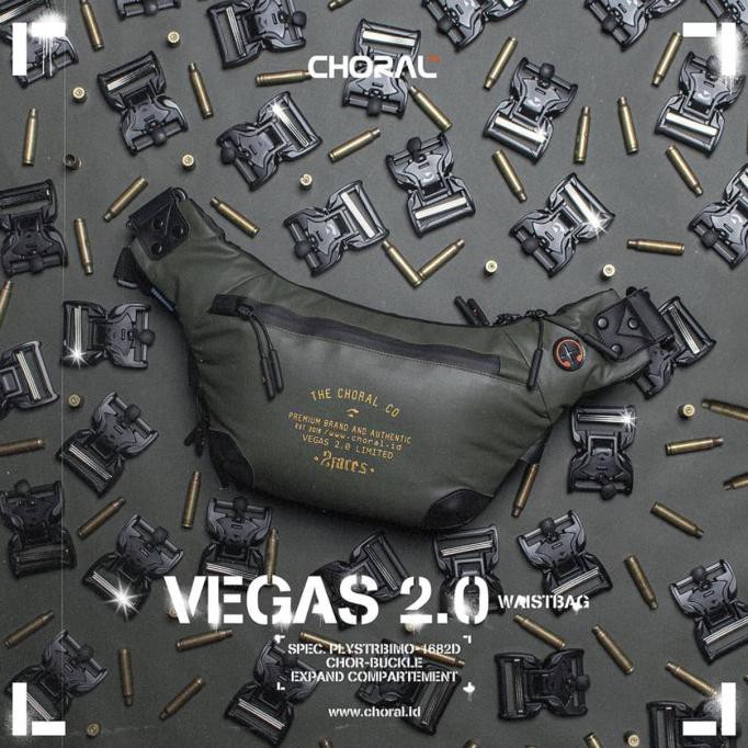 Kusus Hari Ini Waist Bag Tas Selempang 2 Faces Choral New Vegas 2.0 Bigger Better - Black/Navy Murah