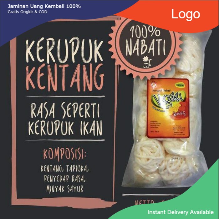 

Kerupuk - Krupuk Kentang Keriting Vegeku Vegetarian / Vegan