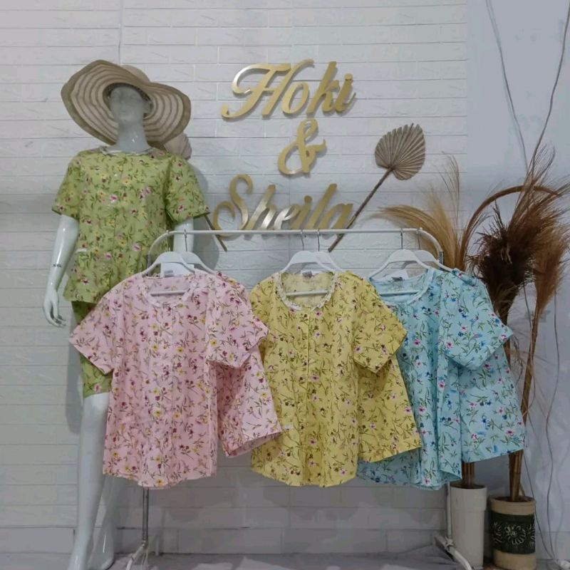 HOKI &amp; SHEILA BAJU TIDUR KATUN WANITA CELANA 3/4 (chikita flower)