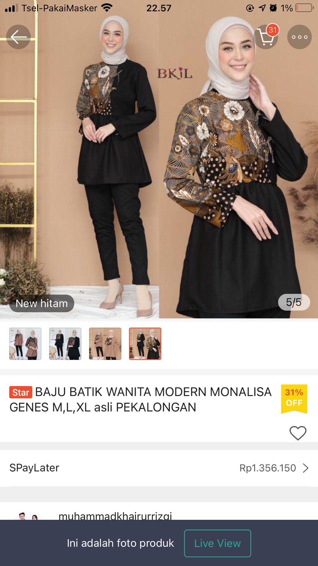Baju Batik Wanita Modern Monalisa Genes M,l,xl Asli Pekalongan