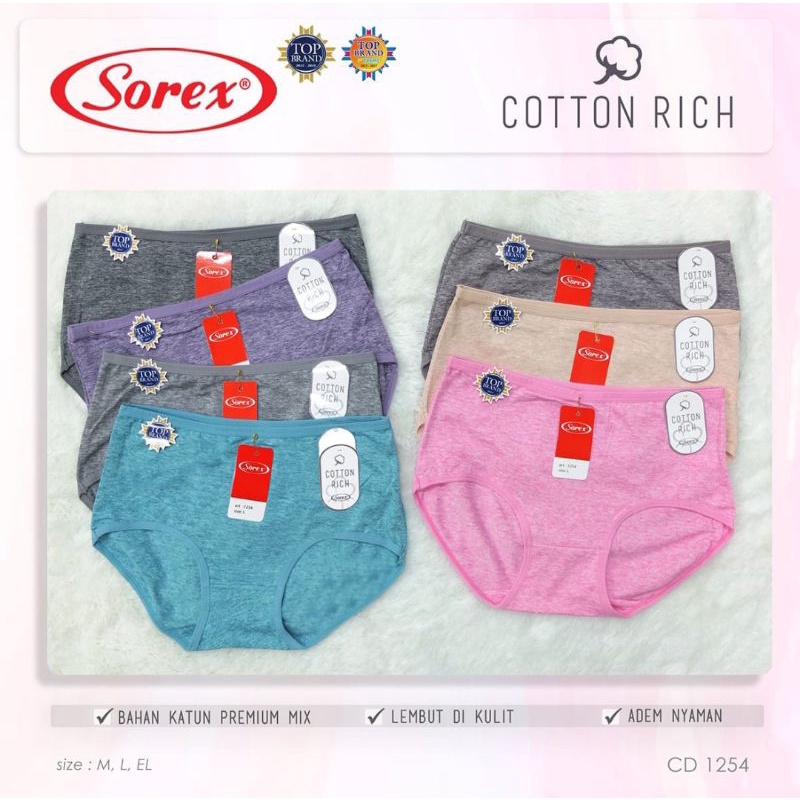 Grosir 1 LUSIN ( 12 pieces ) celana dalam sorex Cotton Rich wanita 1254