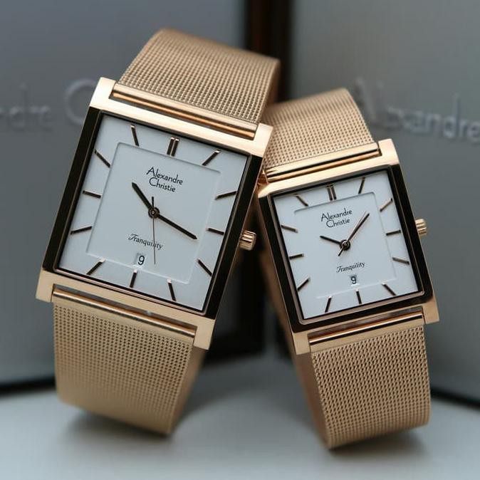Jam Tangan Couple Alexandre Christie Ac 8629 Ac8629 Rosegold Original Avenue.Centre