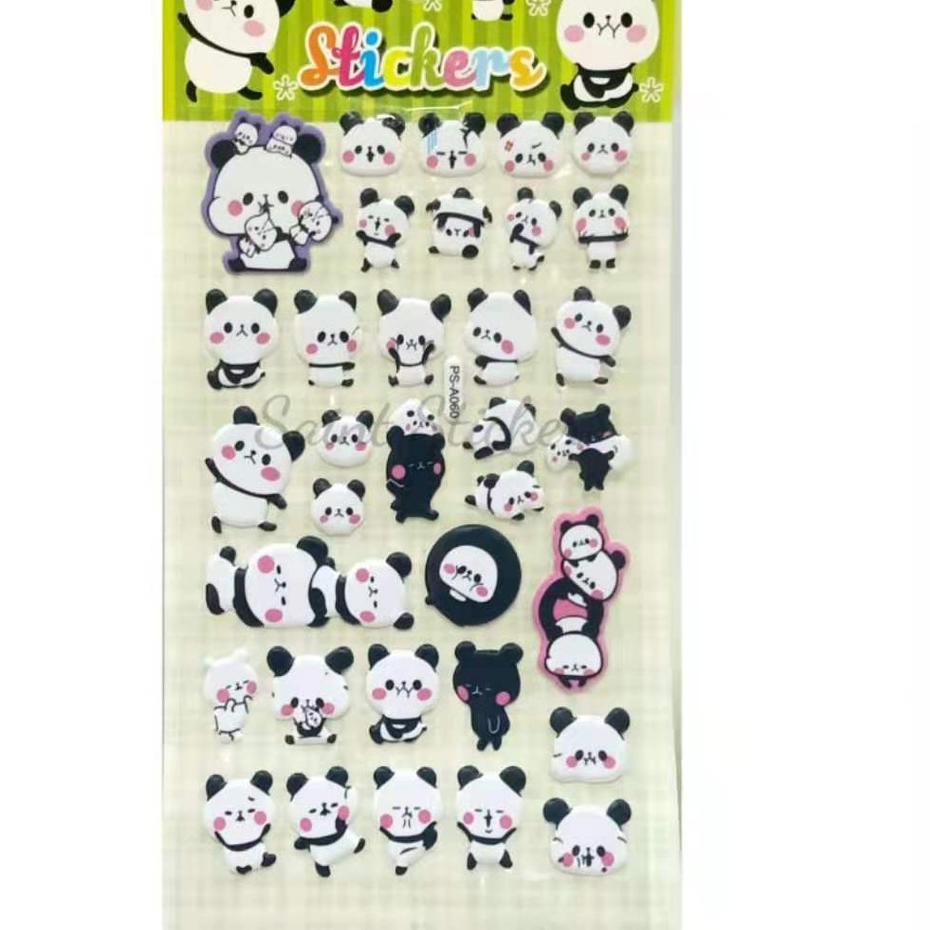 

QMZ Gambar Tempel Sticker Timbul Stiker Anak Karakter Hewan Panda TERBARU