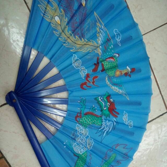 Kipas Dragon Phoenix KungFu Gagang Plastik Seri Warna